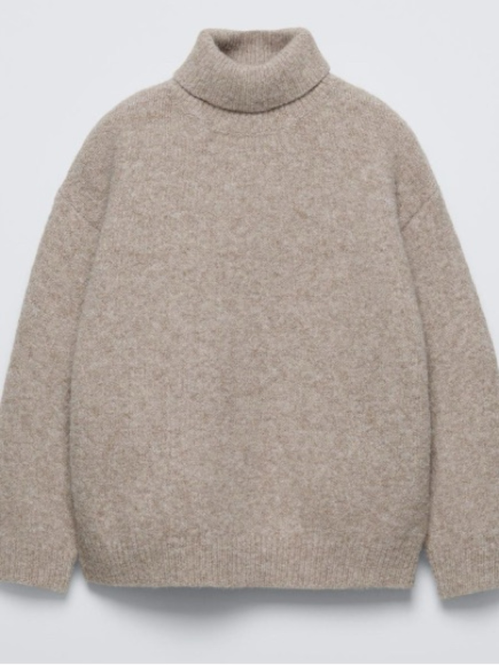 Zara Boys Cozy Turtleneck Knit Sweater in Heathered Beige Sz 4 yrs